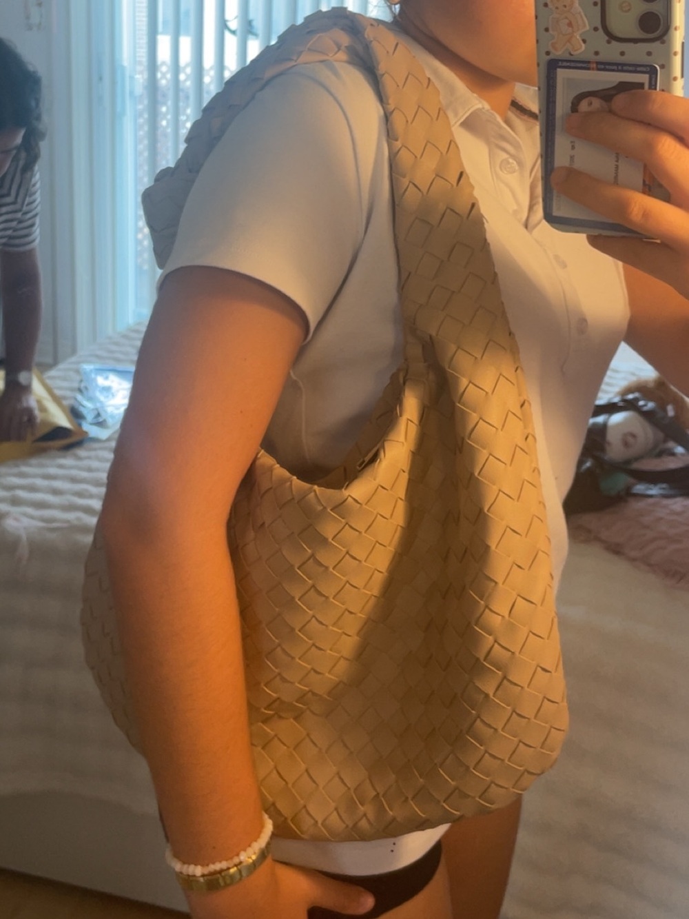 New Shoulder Hobo Bag in Beige